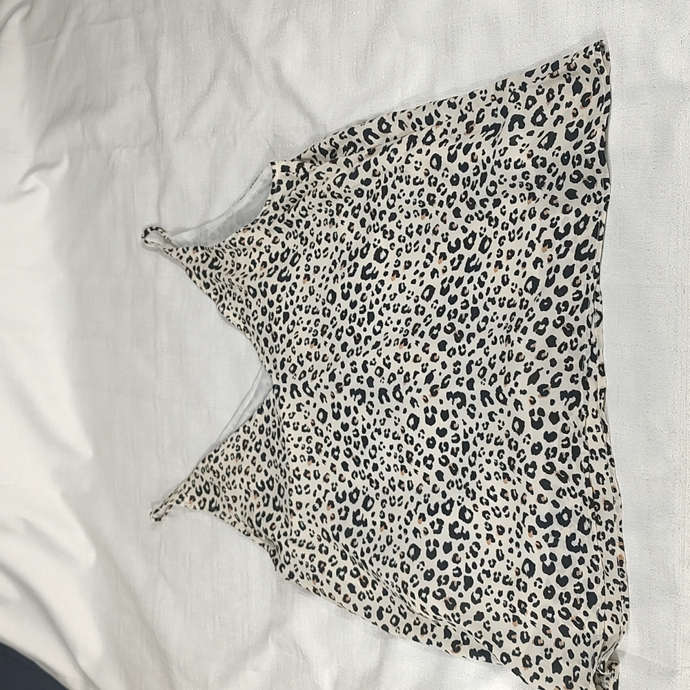 Caramela Beige and Leopard Print Tank Top Size Large - Picture 2 of 6